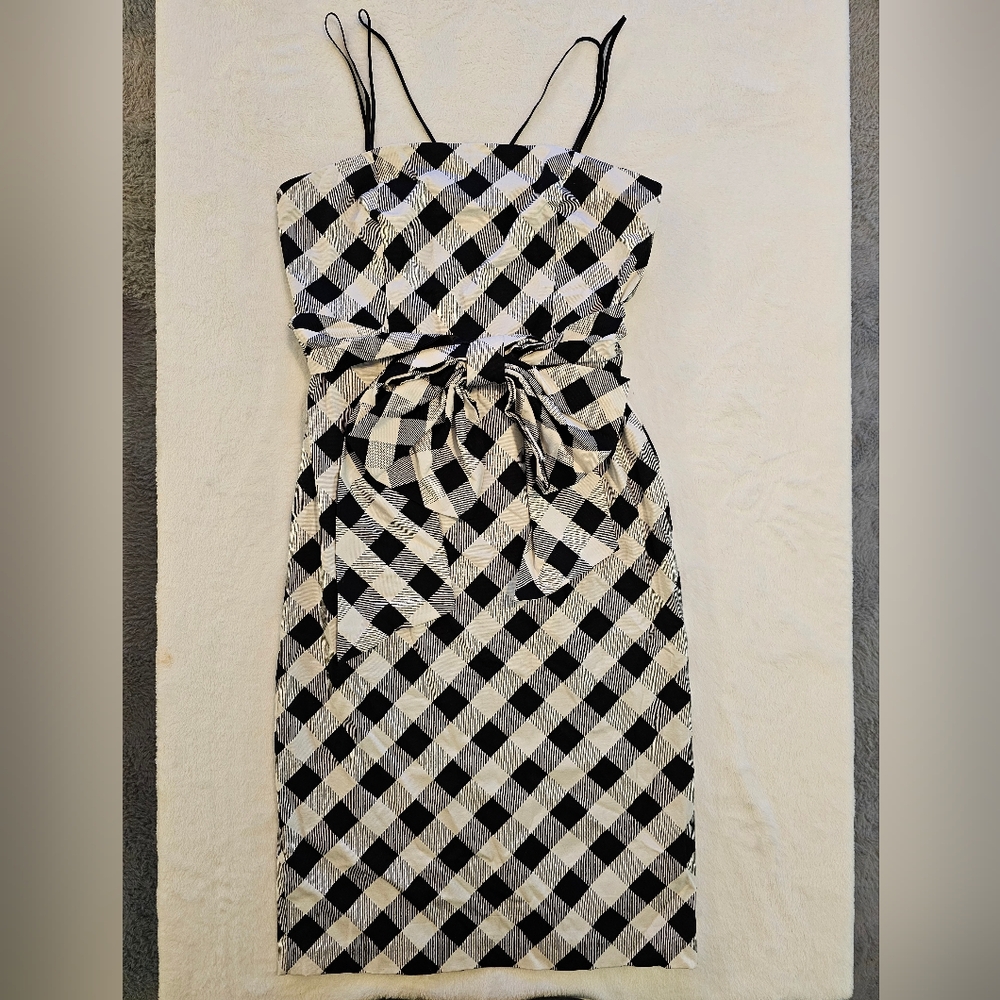 NWT WHBM Gingham Sheath Removable Bow Belt Dress